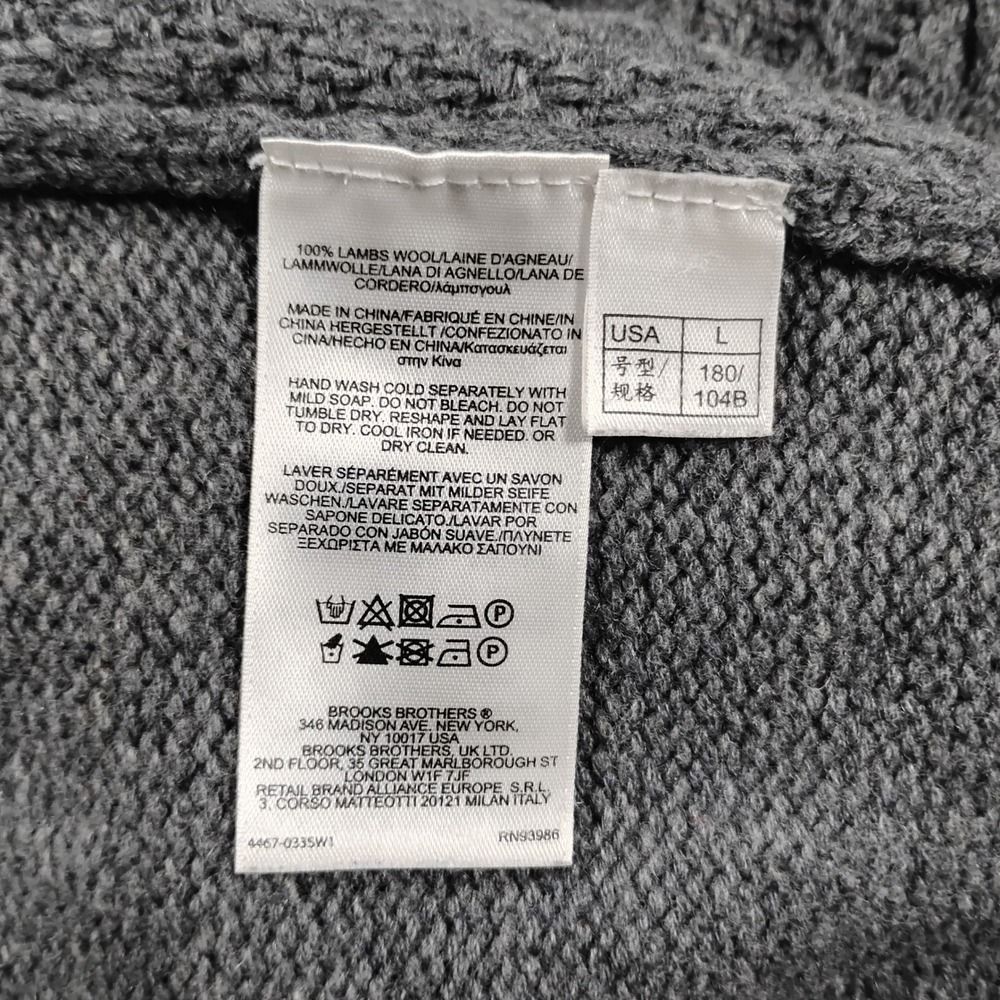 Brooks Brothers 346 Mens Large Gray 100% Lambswool Quarter Zip Cable Sweater - Picture 3 of 11